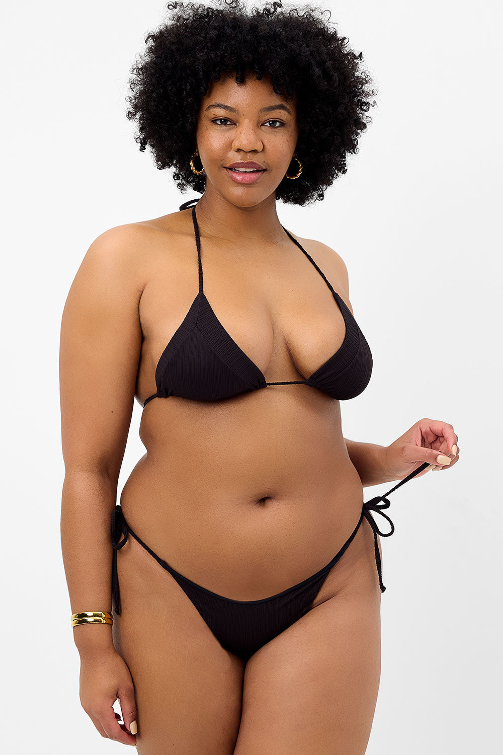 Sky Plissé String Bikini Bottom