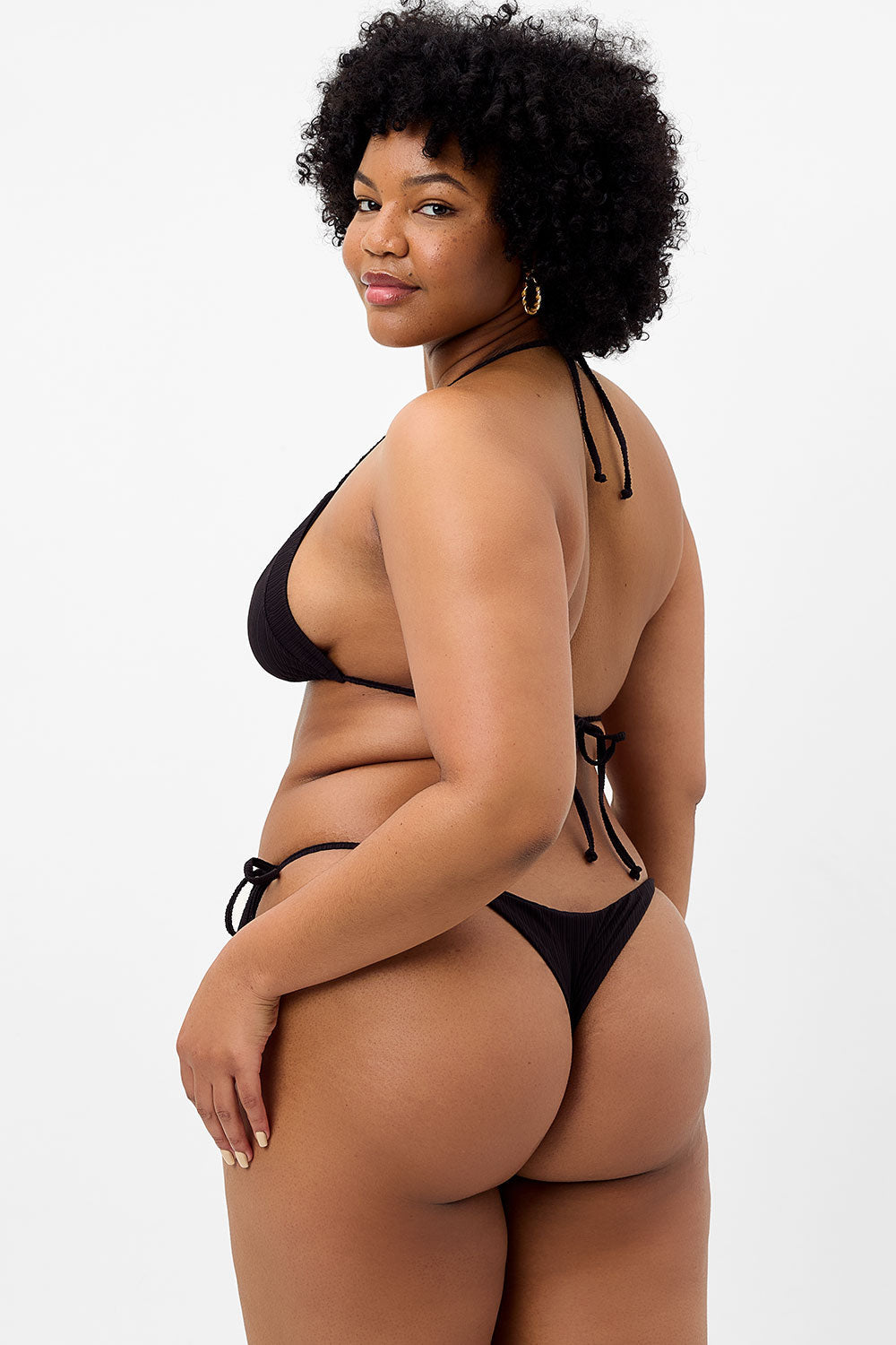 Sky Plissé String Bikini Bottom