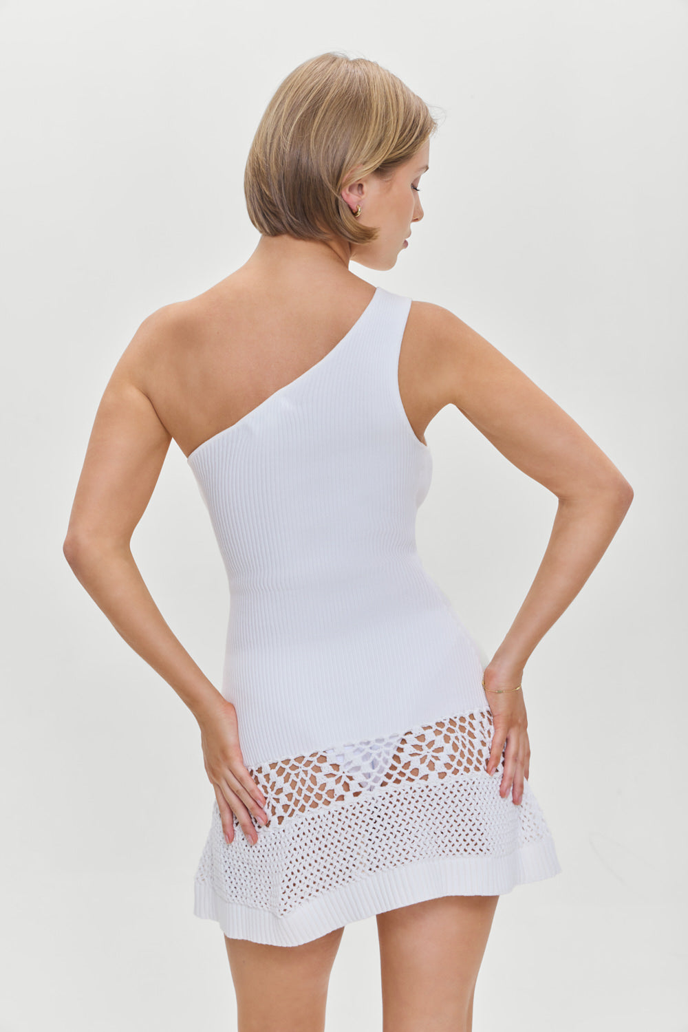 Serenade One Shoulder Crochet Dress