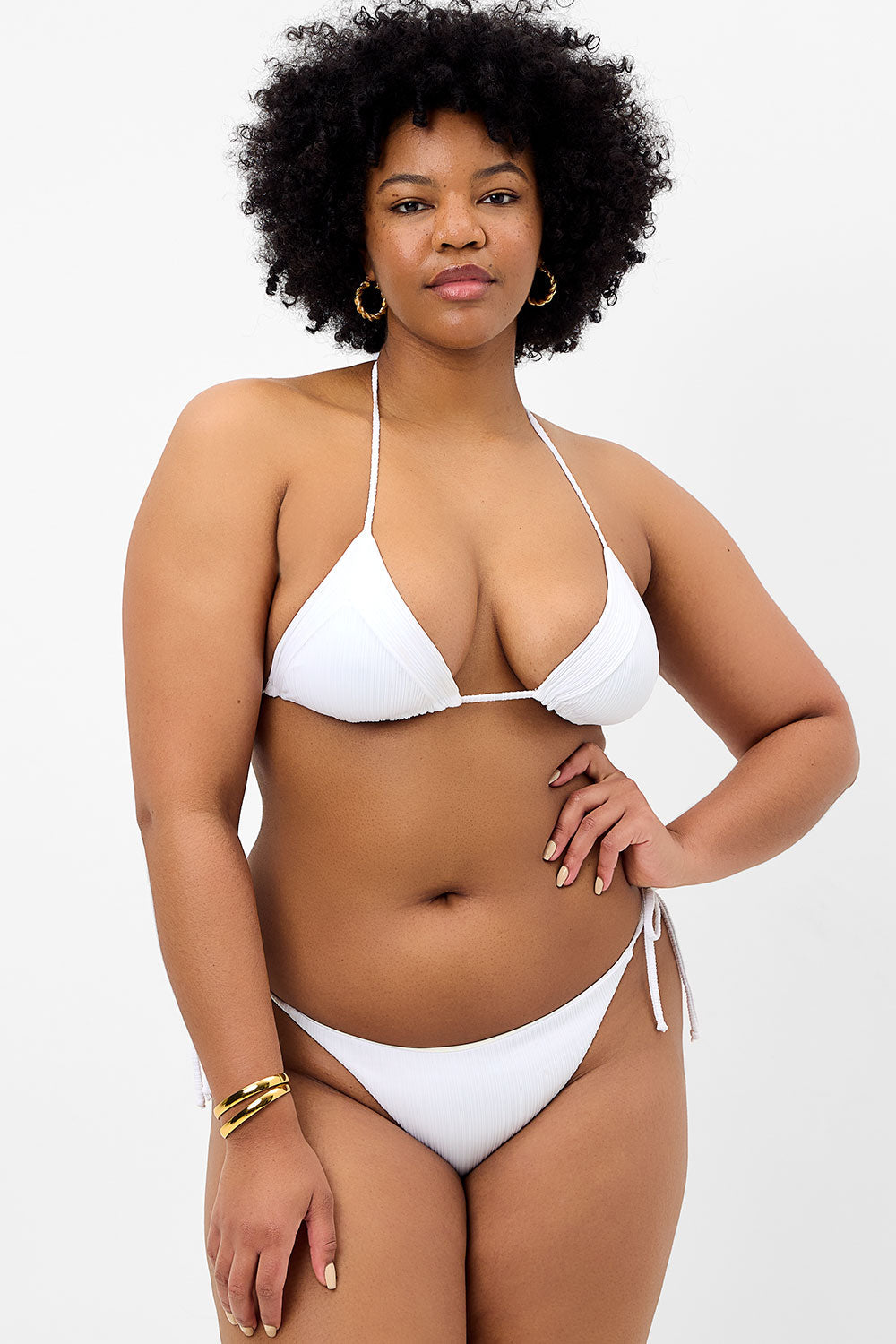 Sky Plissé String Bikini Bottom