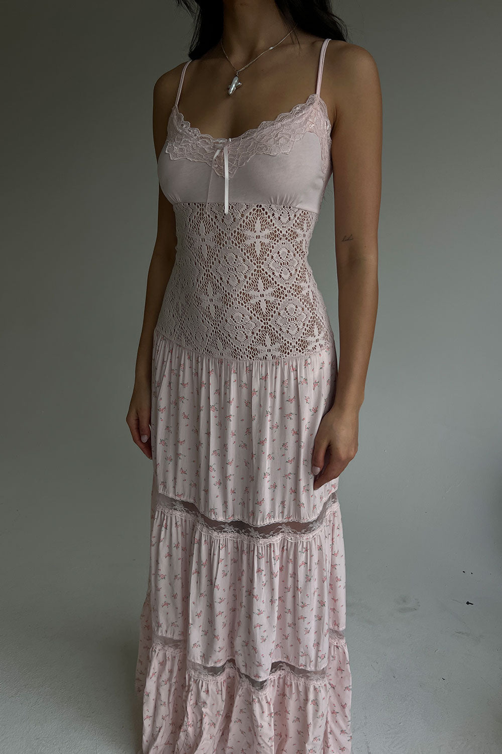 Vineyard Crochet Floral Maxi Dress